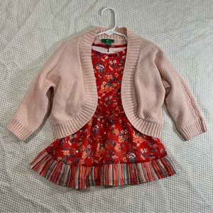 Little Lass Dress, size 4 with Pink Sweater (A3)